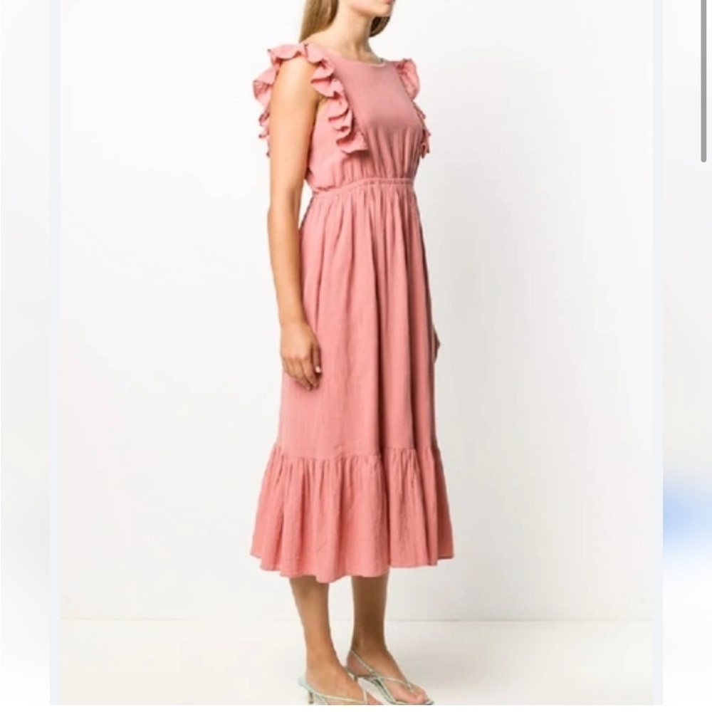 ba&sh Pink Ruffle Midi Dress - Picture 7 of 10